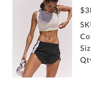 Free People Black Combo Trail Angel Shorts track medium running pocket